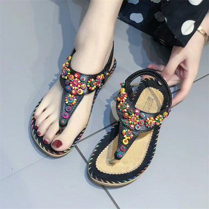 2024 Women's Summer Bohemia Beaded Flat Sandals