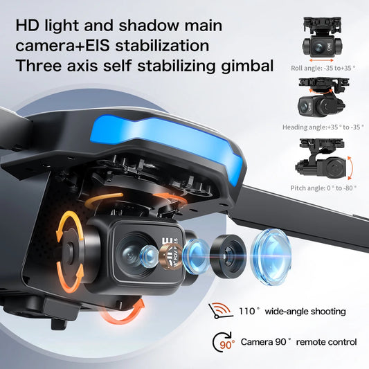 Mini Drone with Screen 3-Axis Anti-shake Gimbal 4K Aerial HD Cameras - Empire P.E