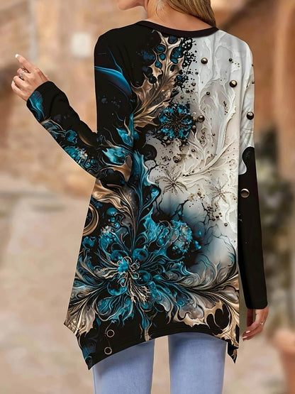 Plus Size Elegant Casual Woman T-Shirt Fashion Loose T-Shirt Woman Temperament Long sleeve T-Shirt Holiday Weekend - Empire P.E