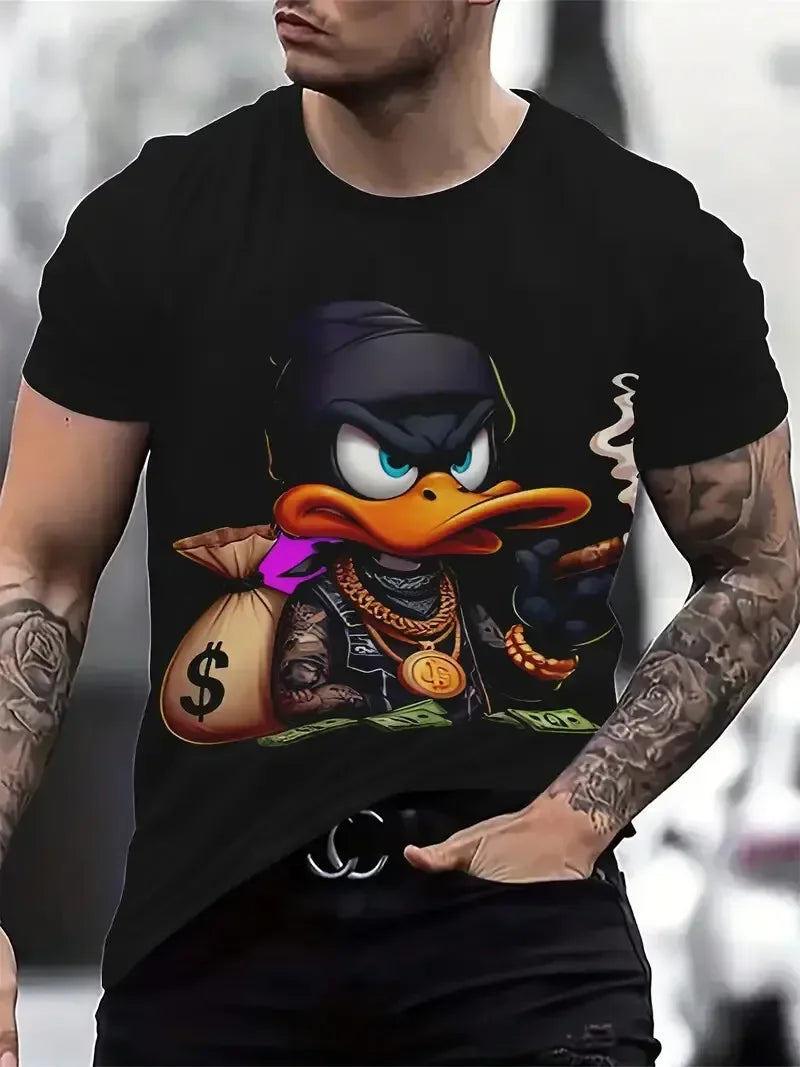 Funny Men's T Shirt Cartoon Duck Print - Empire P.E