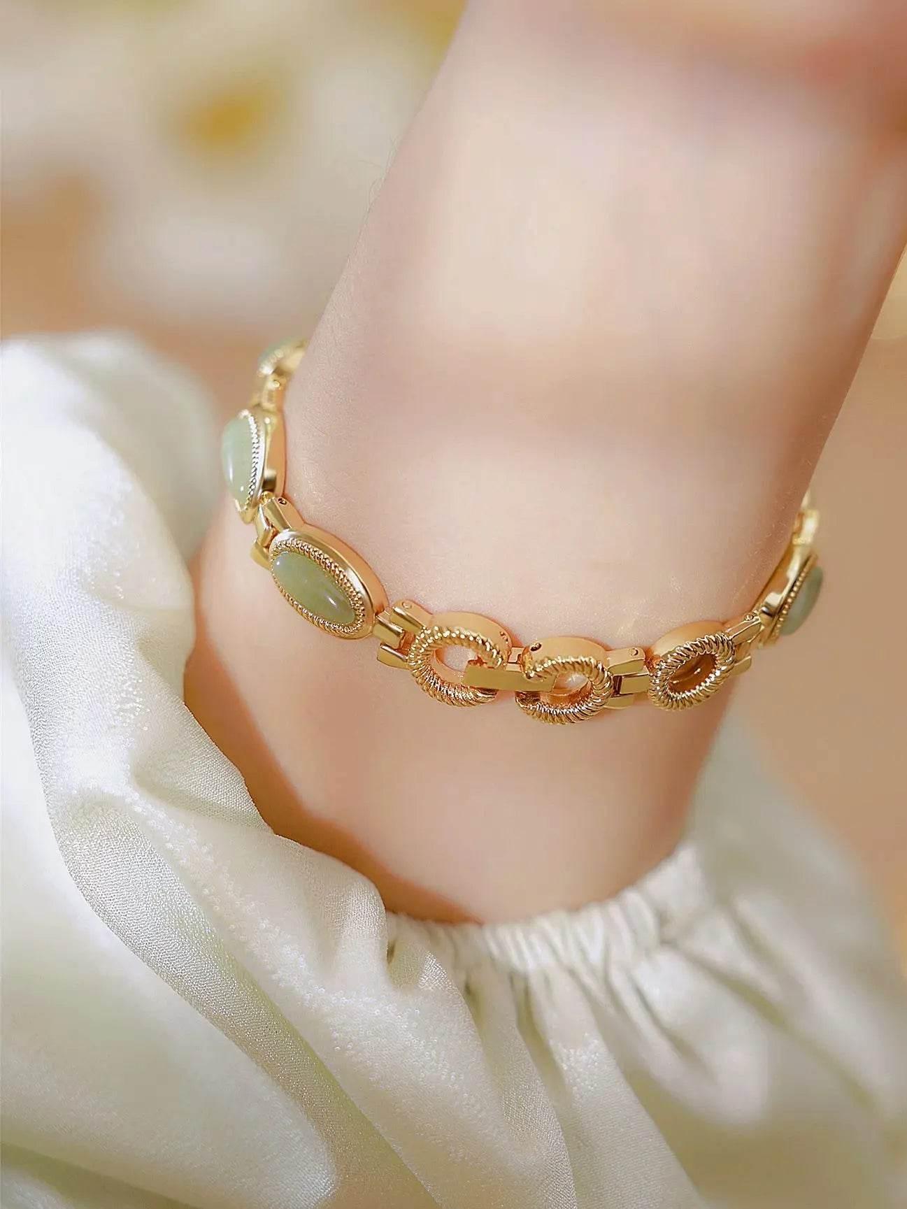 UTHAI Women's Watch Ladies Bracelet Luxury Brand Waterproof Retro Natural Dongling Stone Hotan Jade Advanced Chain Watches Gift - Empire P.E