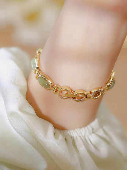 UTHAI Women's Watch Ladies Bracelet Luxury Brand Waterproof Retro Natural Dongling Stone Hotan Jade Advanced Chain Watches Gift - Empire P.E