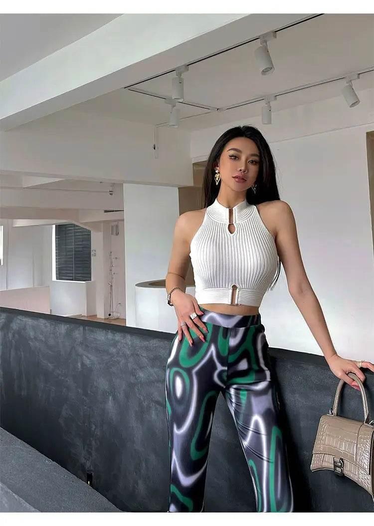 Women Sexy Tank Tops Chic Y2K Tops Halter Off Shoulder Tops Crop Tops Elastic Solid Tank Tops For Women Summer - Empire P.E