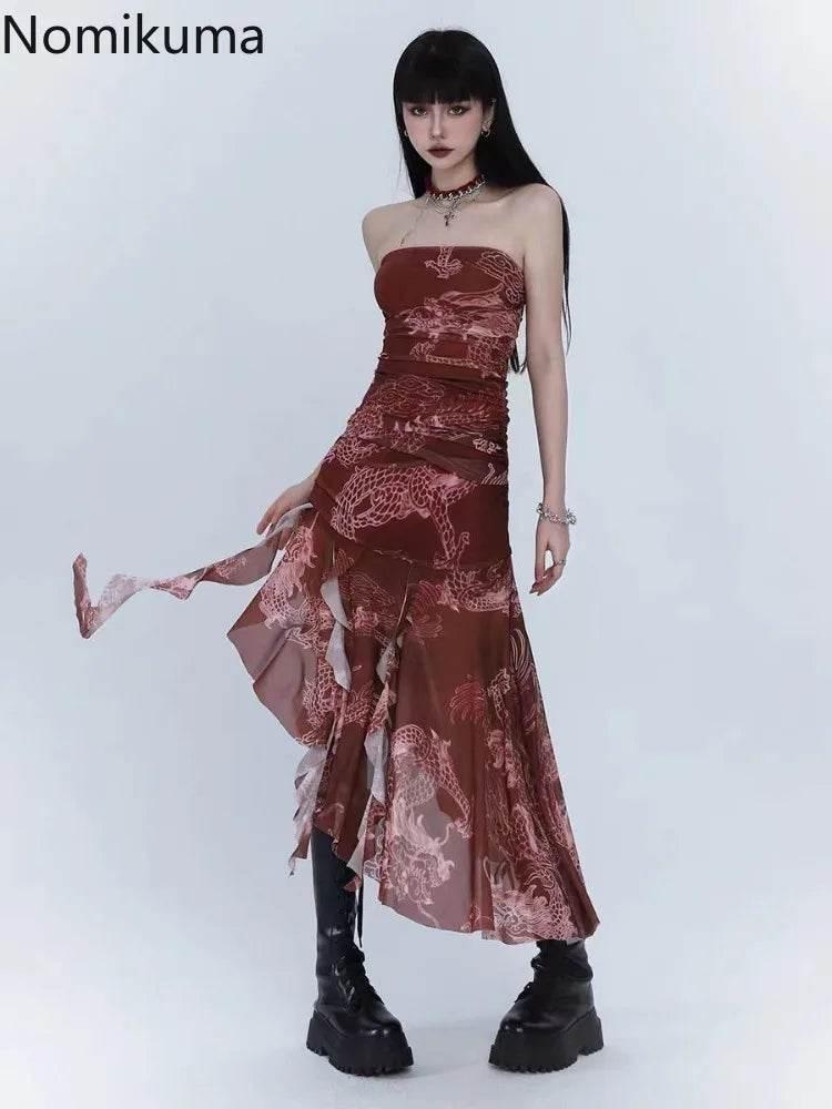 Sexy Dresses for Women 2025 Vestidos De Mujer Tunic Print Sleeveless Backless Robe Femme Fashion Summer Irregular Chiffon Dress - Empire P.E