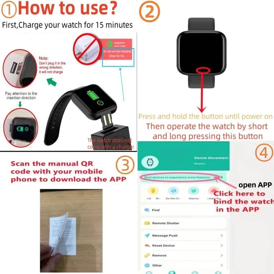 Smart Watch For Women & Men Wristwatch Bluetooth Connected - Empire P.E