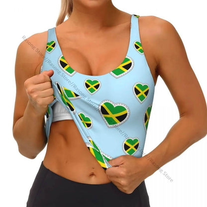 Sports Bra Women Running Yoga Clothes Vest Jamaica Kingdom Flag Gathering Fitness Vest - Empire P.E