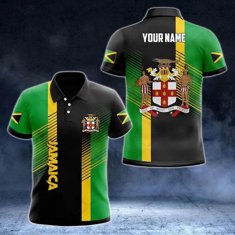 Jamaica Flag & Coat of Arms Customized Polo Shirt Summer Casual Streetwear Men's Fashion Loose Jersey Plus Size Sportswear - Empire P.E