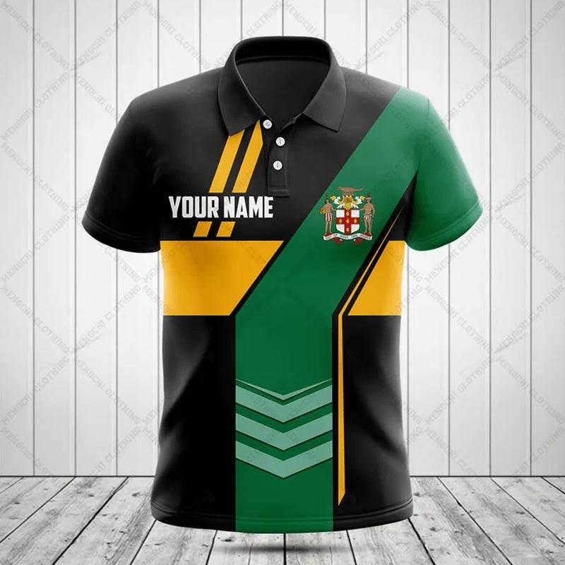 Jamaica Flag & Coat of Arms Customized Polo Shirt Summer Casual Streetwear Men's Fashion Loose Jersey Plus Size Sportswear - Empire P.E