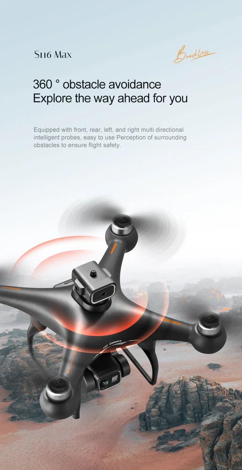 S116MAX 8K HD Drone Dual Camera 3 Batteries Optical Flow 360° Obstacle Avoidance WiFi FPV RC Quadcopter - Empire P.E