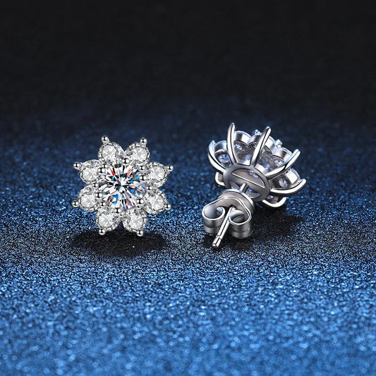 925 Sterling Silver 0.5 Carat Moissanite Diamond Sunflower Earrings - Empire P.E