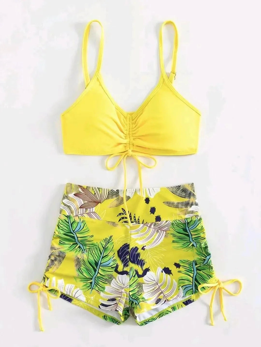 Women's Casual Drawstring Split High Waist Swimsuit 2025