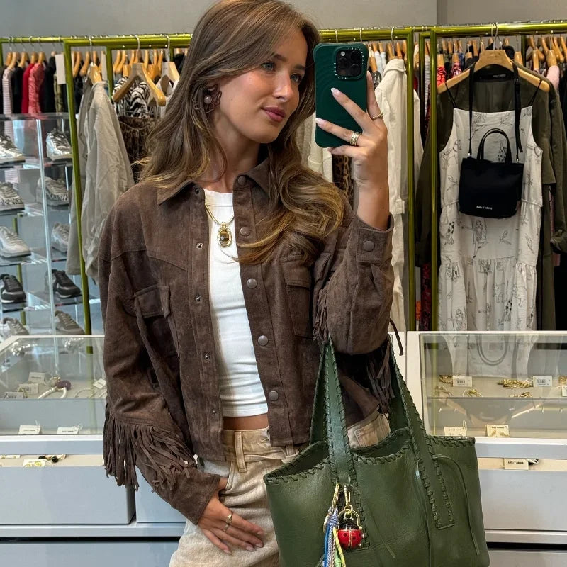 Fashion Faux Suede Jacket For Women - Empire P.E