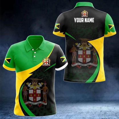 Jamaica Flag & Coat of Arms Customized Polo Shirt Summer Casual Streetwear Men's Fashion Loose Jersey Plus Size Sportswear - Empire P.E