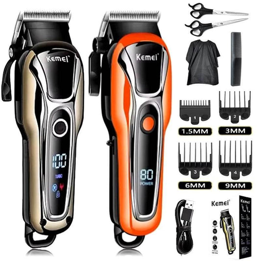 Kemei Professional Hair Clipper Electric Barber Clipper USB Rechargeable Hair Trimmer for Men LCD Display Haircut Set KM-PG1990 - Empire P.E