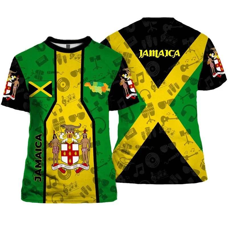 Jamaica Flag Graphic T Shirt For Men Jamaican National Emblem 3D Printed Short Sleeve Summer Streetwear T Shirts O-Neck Top Tees - Empire P.E