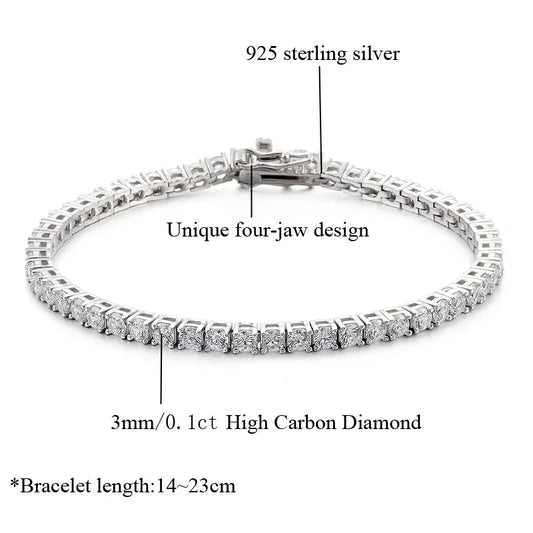 100% 925 Sterling Silver 3mm High Carbon Diamond - Empire P.E