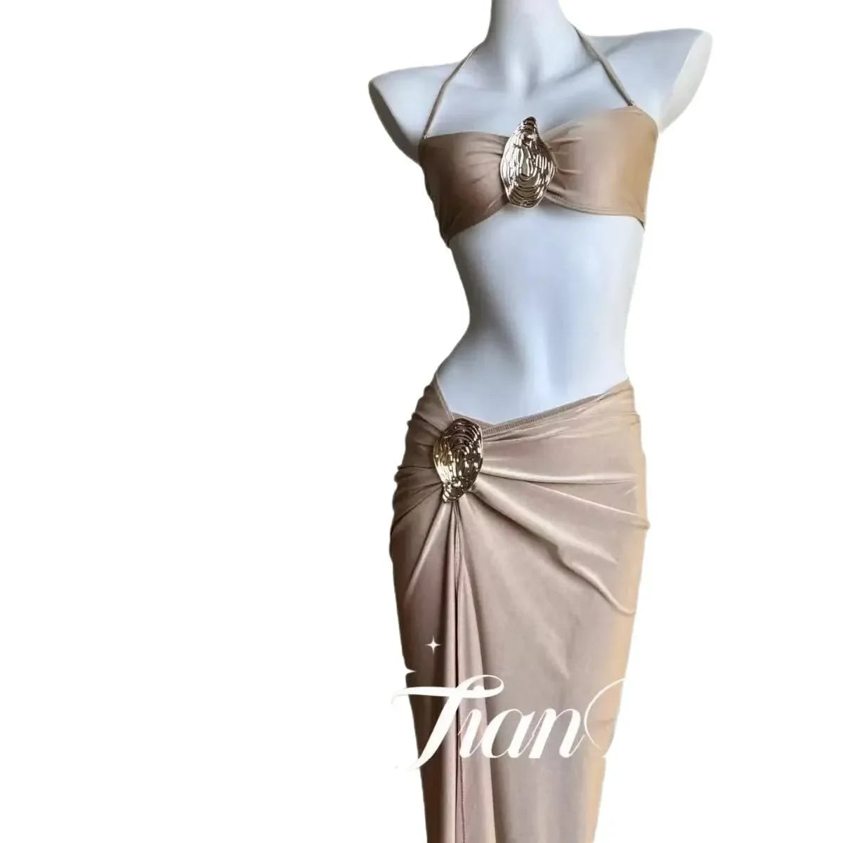 Women's Elegant Satin Long Dress Swimsuit - Empire P.E