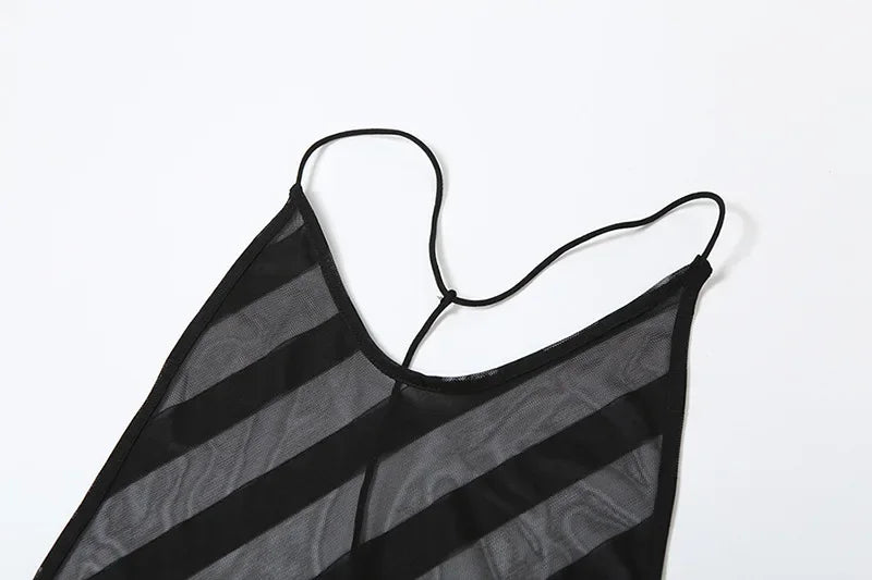 Mesh See Through Sexy Halter Split Dress - Empire P.E