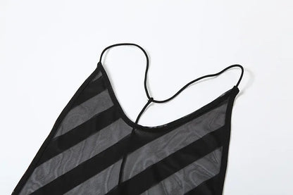 Mesh See Through Sexy Halter Split Dress - Empire P.E