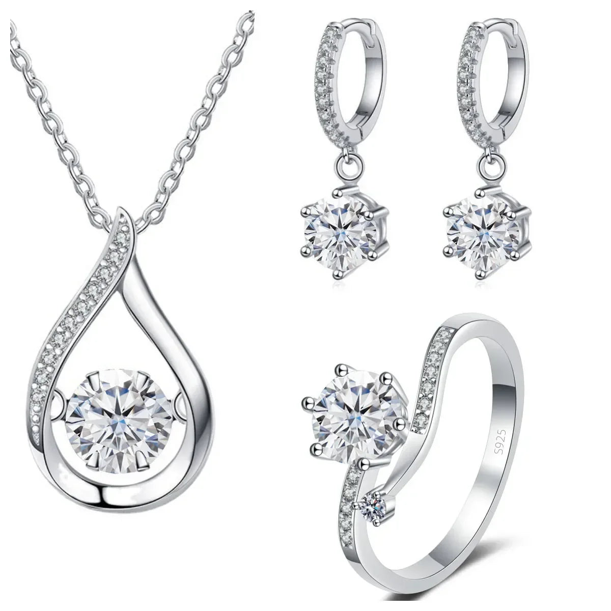 Real 925 Silver Moissanite Jewelry Set - Empire P.E