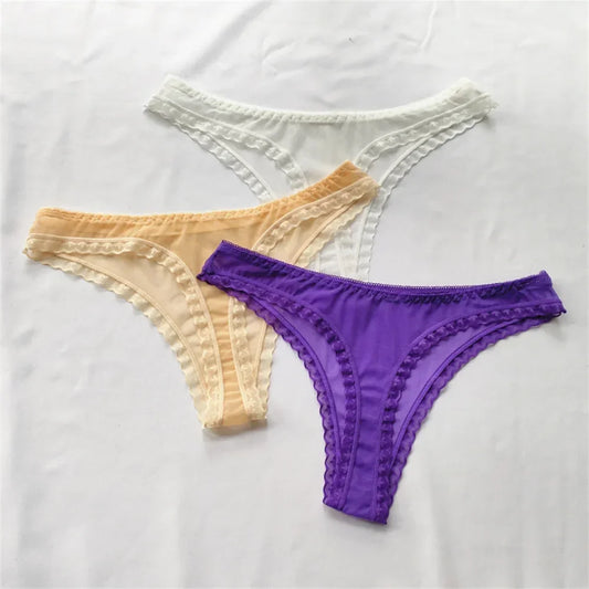 3pcs/set Transparent Thong Panties Sexy Lace G-string - Empire P.E