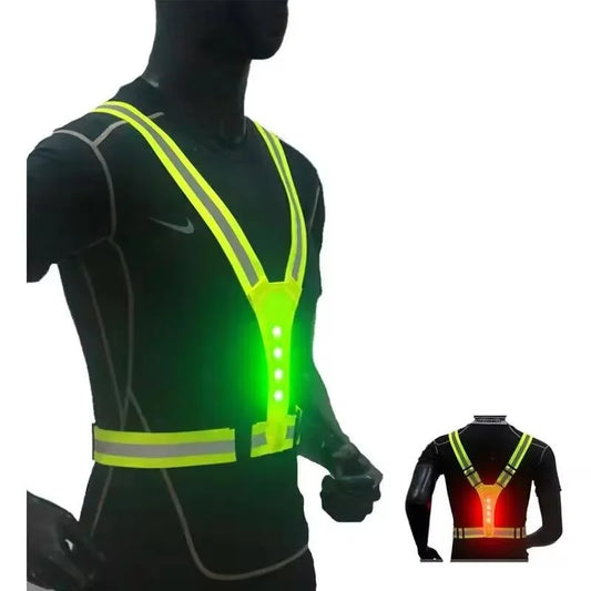 Safety Reflective LED Running Light Adjustable Cycling Vest