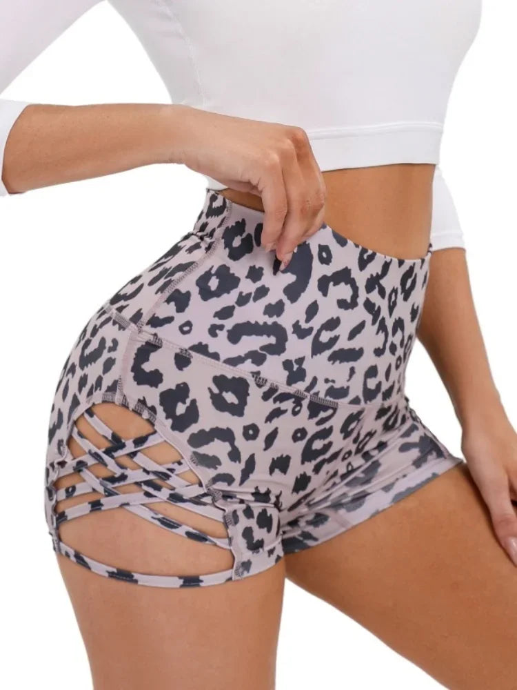High Waisted Printed Tight Yoga Shorts