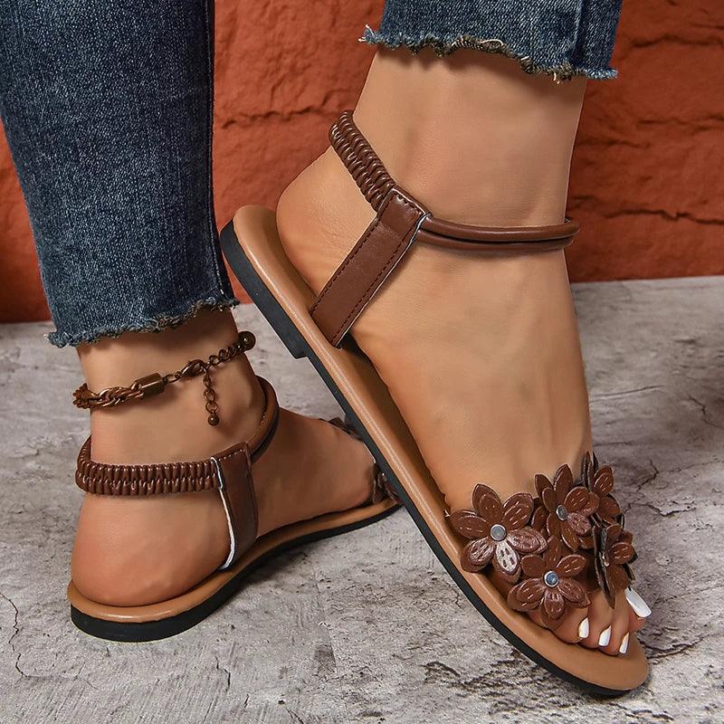 Flower Decoration Flat Sandals - Empire P.E