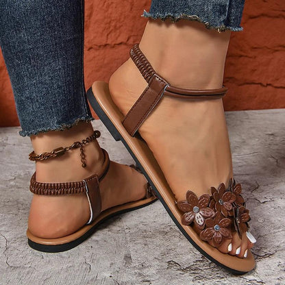 Flower Decoration Flat Sandals - Empire P.E