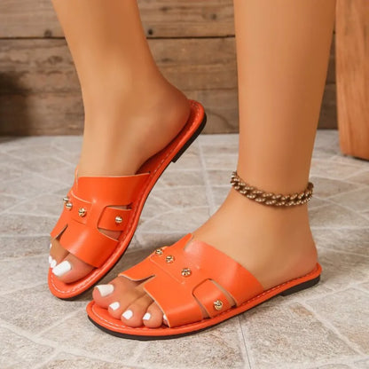 Summer New Women's Flat Bottomed Open Toed Slippers