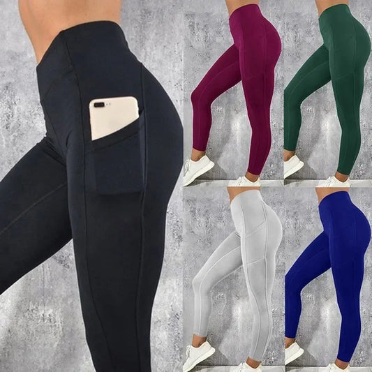 Yoga Fitness Women Leggings High Waist Tights with Pocket Gym Workout Running Stretchy Sexy Butt Liftting Casual Skinny Pants - Empire P.E