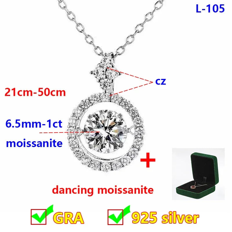 Dancing Moissanite Women Moissanite Necklace Original 925 Sterling Silver - Empire P.E