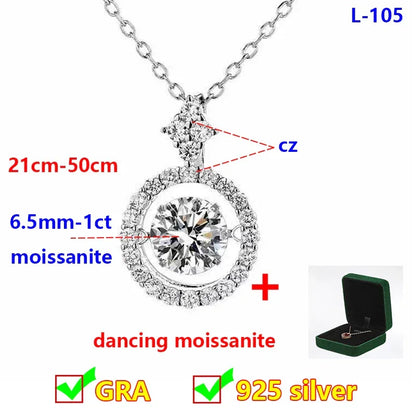 Dancing Moissanite Women Moissanite Necklace Original 925 Sterling Silver - Empire P.E