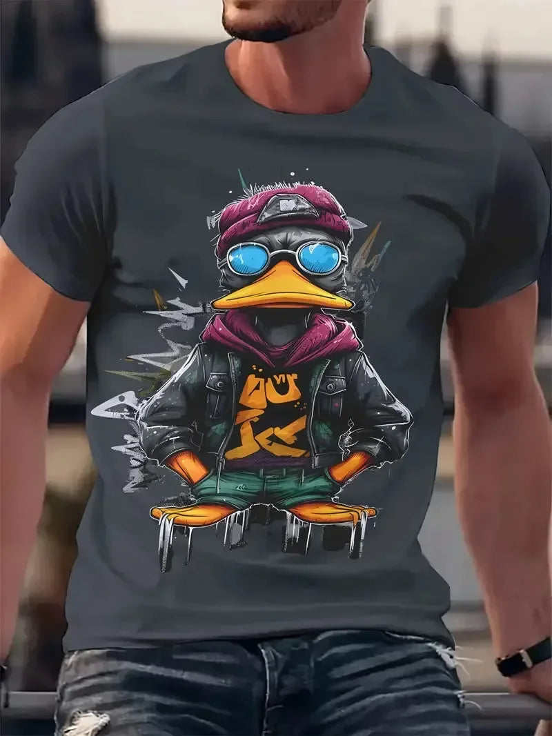 Funny Men's T Shirt Cartoon Duck Print - Empire P.E