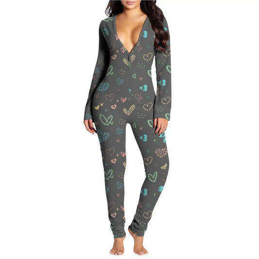 Women's Valentine's Day Printed Jumpsuit - Empire P.E