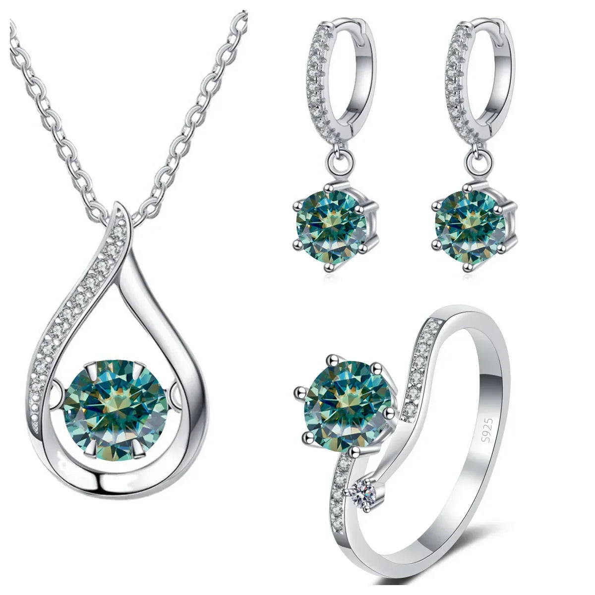 Real 925 Silver Moissanite Jewelry Set - Empire P.E