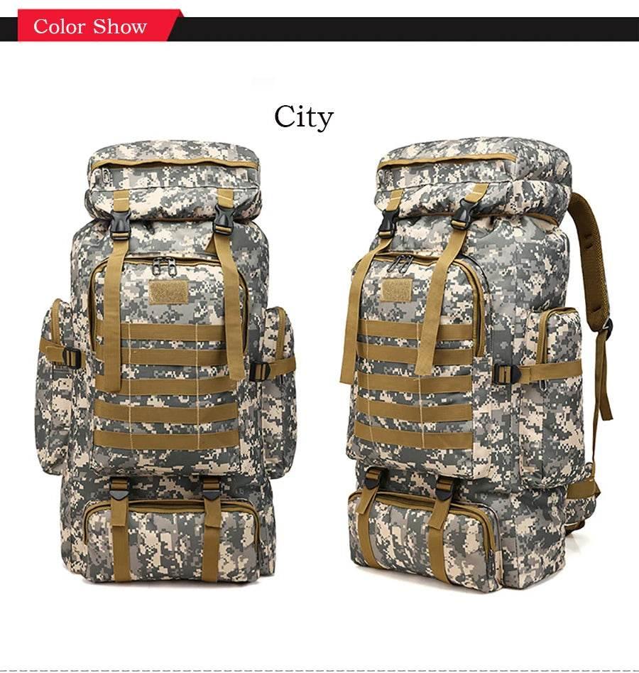 80L Waterproof Molle Camo Tactical Backpack Military Army Hiking Camping Backpack Travel Rucksack Outdoor Sports Climbing Bag - Empire P.E