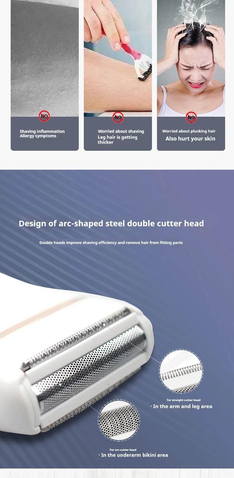 Electric Razors for Women Face Shaver Facial Hair Removal Painless Shaving Knife Body Trimmer for Arm Hands Leg Bikini Epliator - Empire P.E