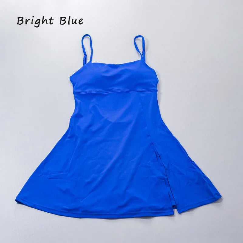 QINACTIVE Women's sports beautiful back dress Removable chest cushion cushion breathable outdoor yoga tennis skirt - Empire P.E