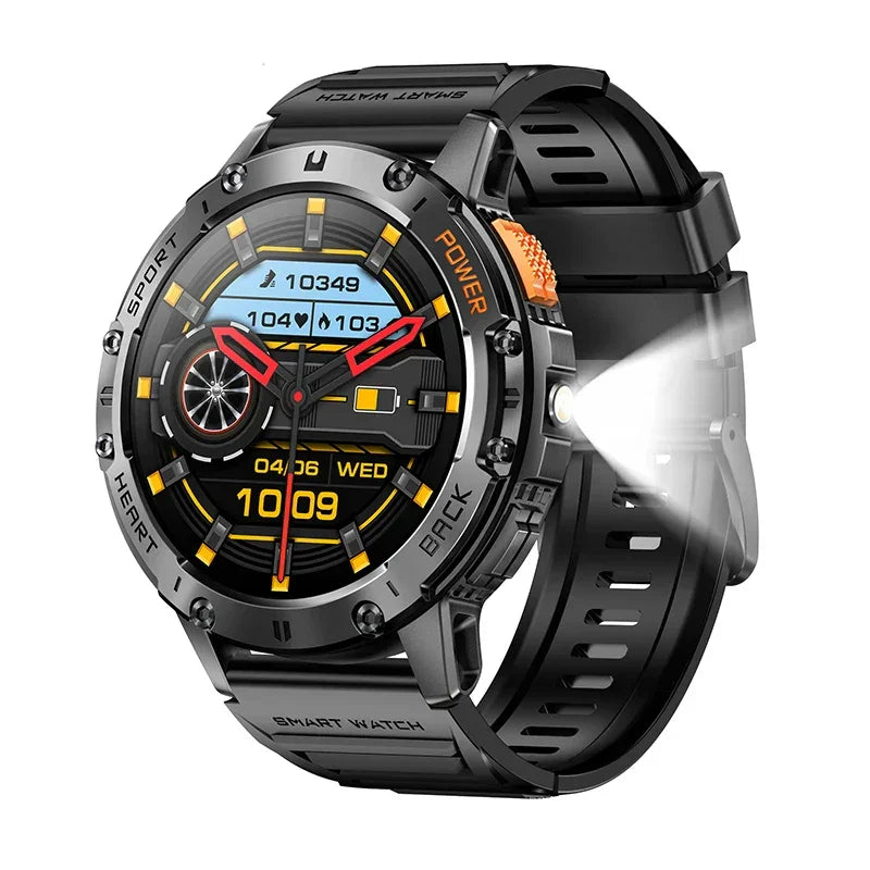 For Android ios New AMOLED Smart Watch Men with Flashlight