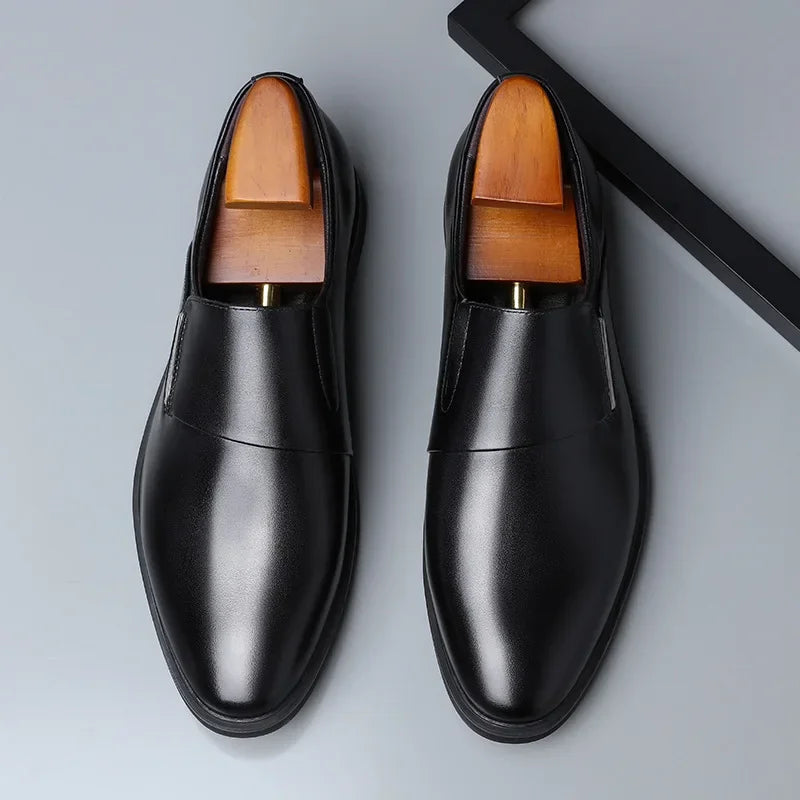 British Style Pointed-Toe Cowhide Leather Oxfords - Empire P.E