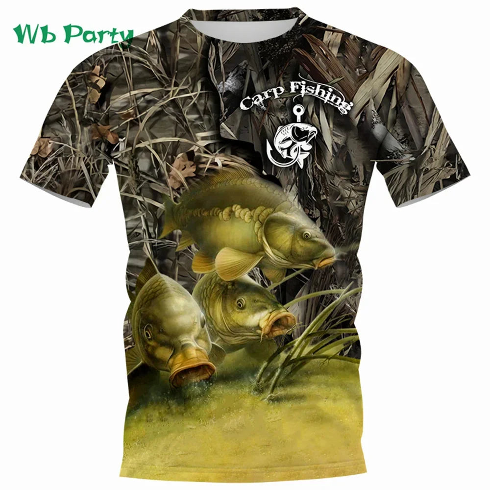 Men Shirts Graphic Tee Fish Print Short Sleeved - Empire P.E