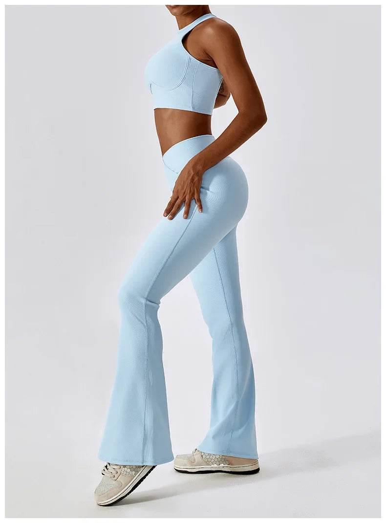 2PCS Seamless Yoga Set Gym Clothes Sportswear Yoga Suits For Women Fitness Rib Tracksuits Sports Bra Gym Leggings Sports Suits - Empire P.E
