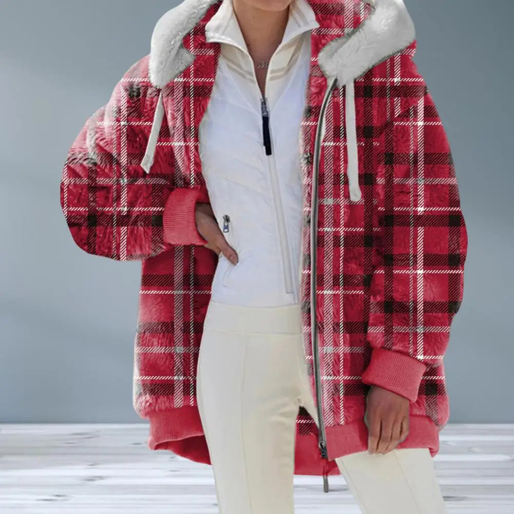 Women Winter Coat Solid Color Long Sleeves Zipper