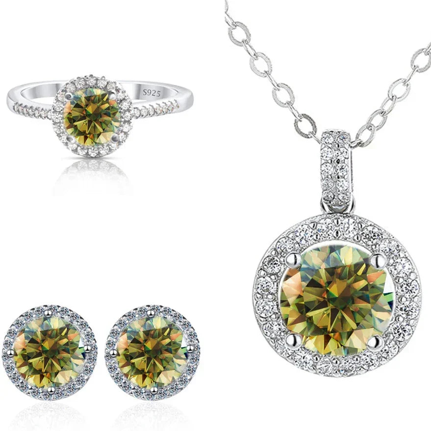 Real Round 6.5mm Moissanite Jewelry Set 925 Sterling Silver - Empire P.E