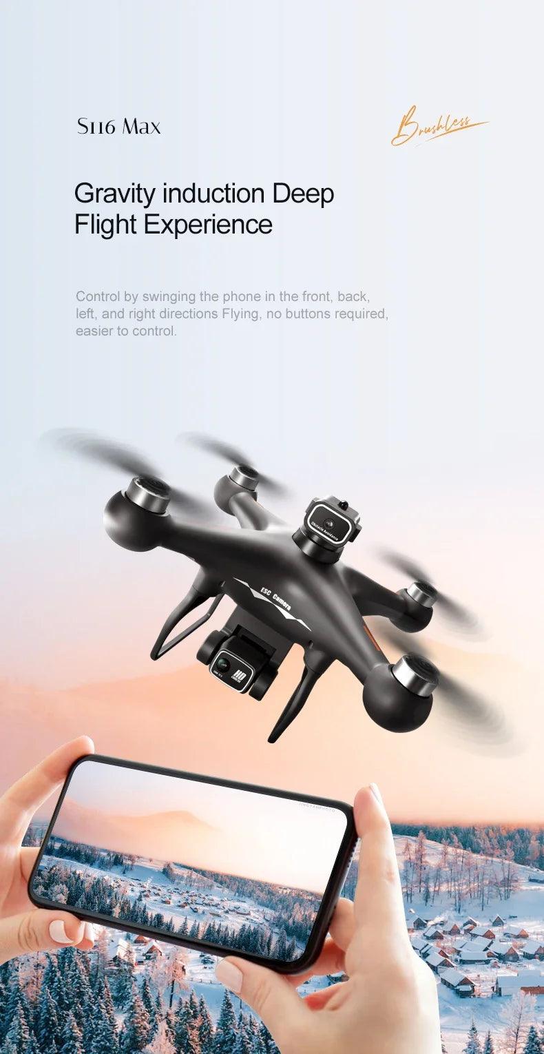 S116MAX 8K HD Drone Dual Camera 3 Batteries Optical Flow 360° Obstacle Avoidance WiFi FPV RC Quadcopter - Empire P.E
