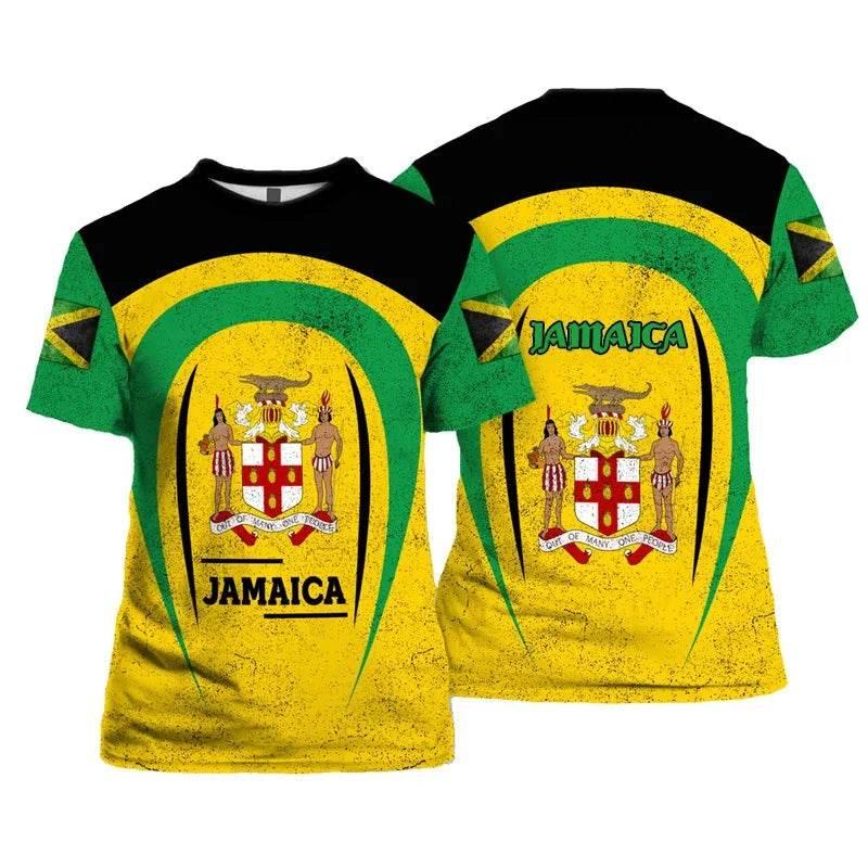 Jamaica Flag Graphic T Shirt For Men Jamaican National Emblem 3D Printed Short Sleeve Summer Streetwear T Shirts O-Neck Top Tees - Empire P.E