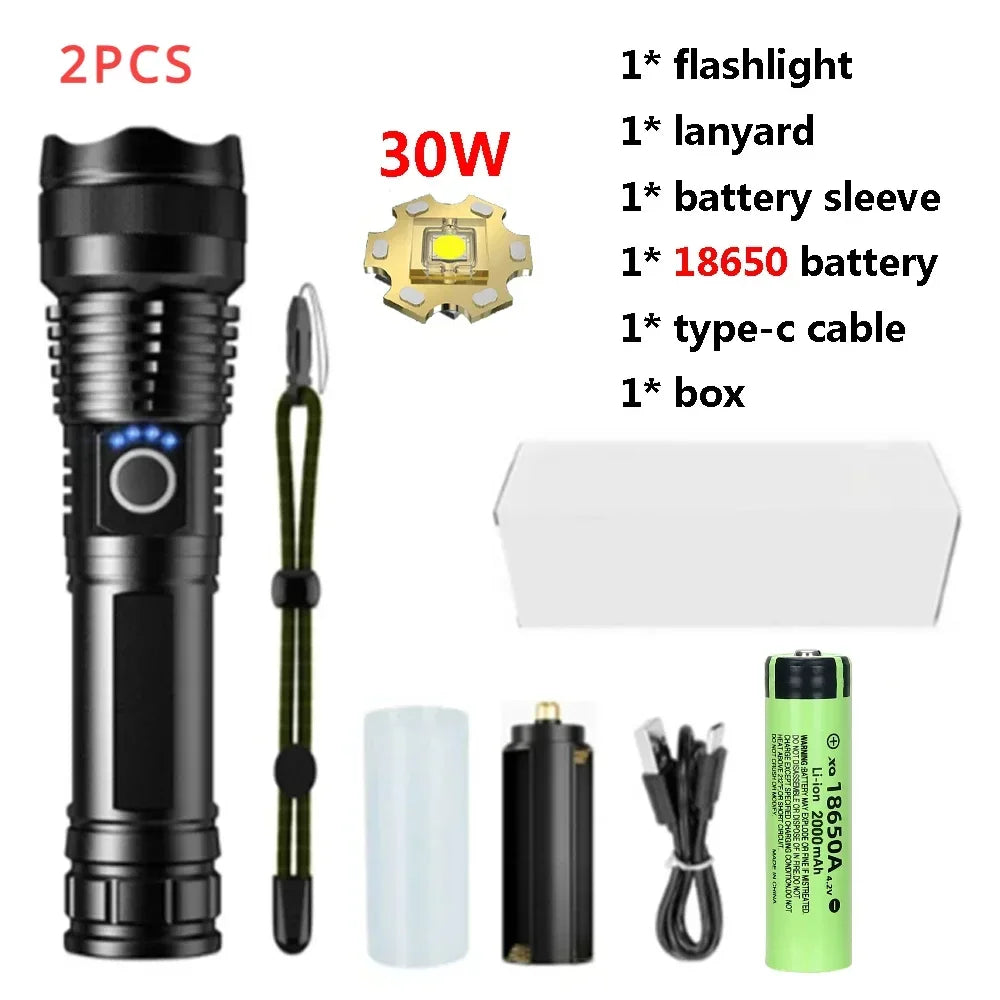 Aluminum Alloy Glare Flashlight 26650/18650 USB Charging - Empire P.E