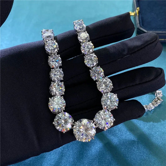 Tennis Diamond Necklace 100% Real 925 Sterling Moissanite Jewelry - Empire P.E