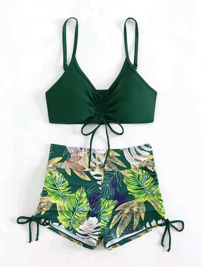 Women's Casual Drawstring Split High Waist Swimsuit 2025